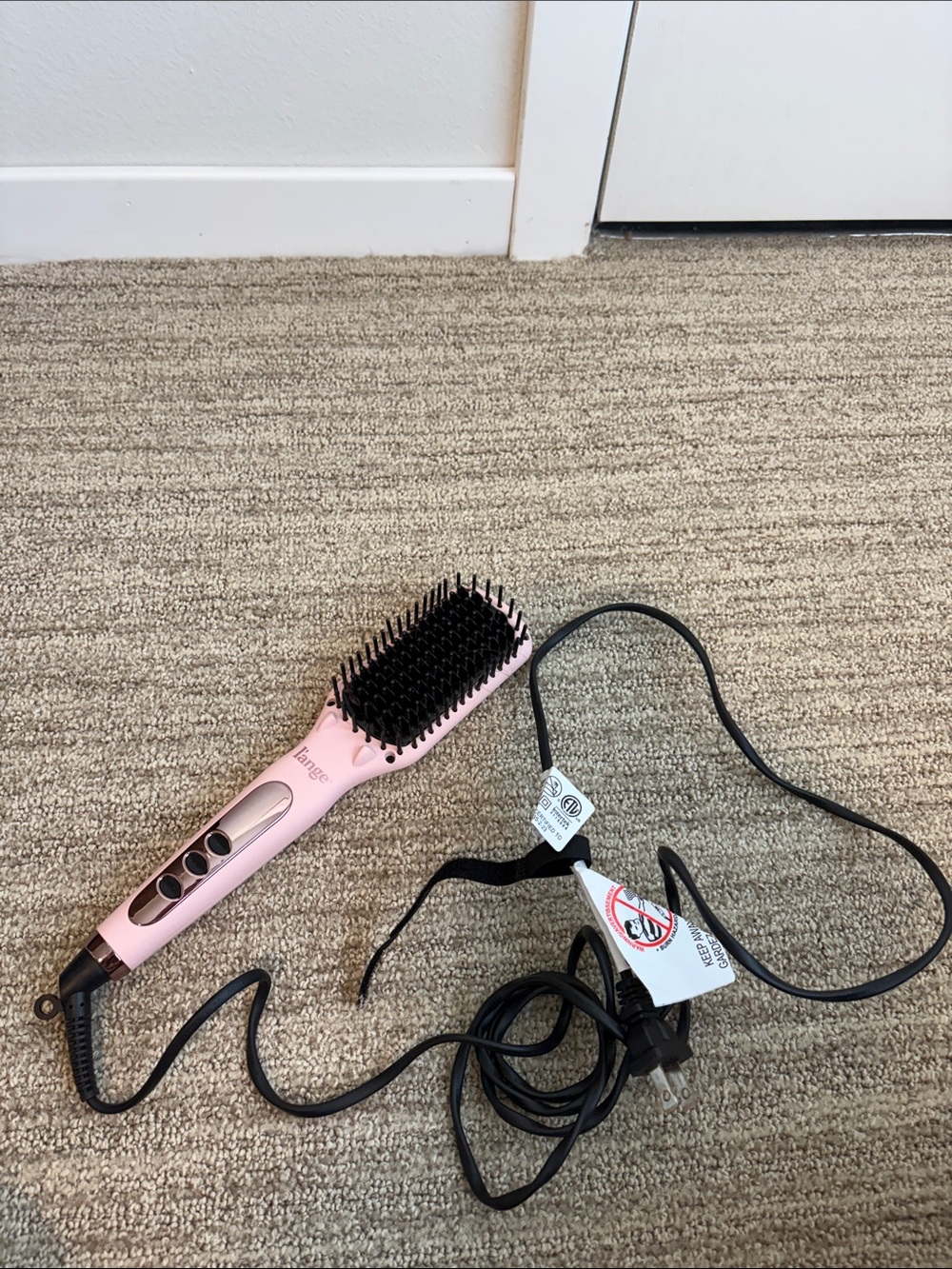 Lange Pink Electric Paddle Hair Brush